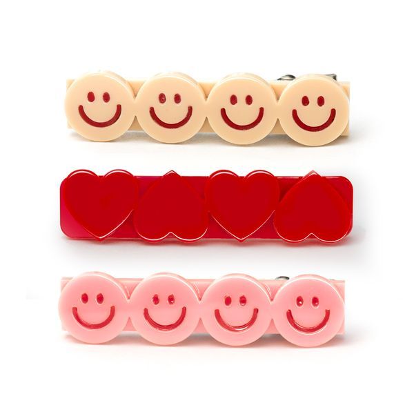 Trio Hairclip Emoji e Coração