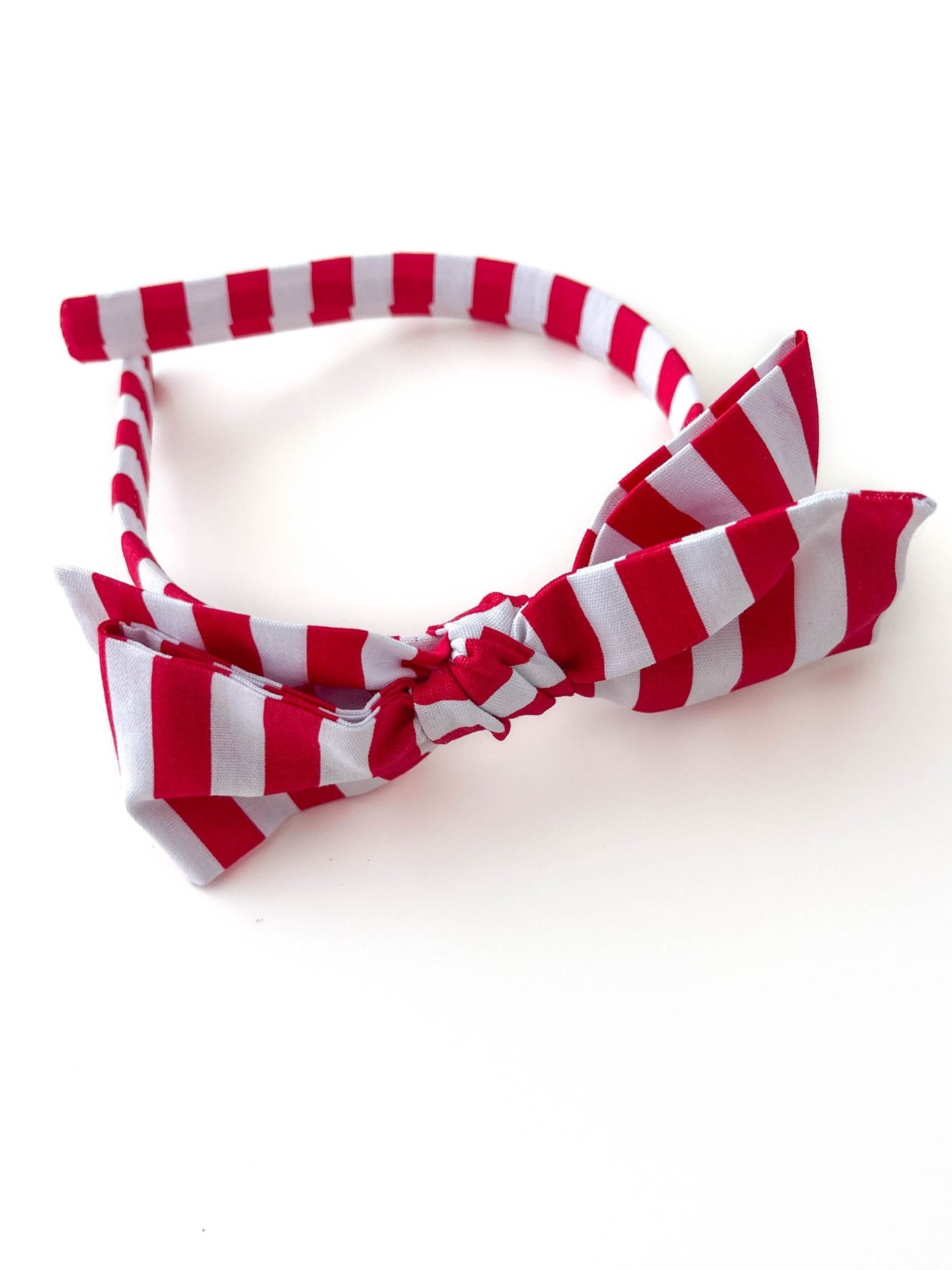 Arco Laço Listras Vermelho e Branco - Yoyo Bow Club