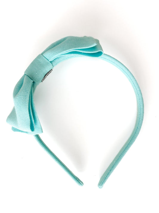 Arco Laço Linho Azul Mint - Yoyo Bow Club