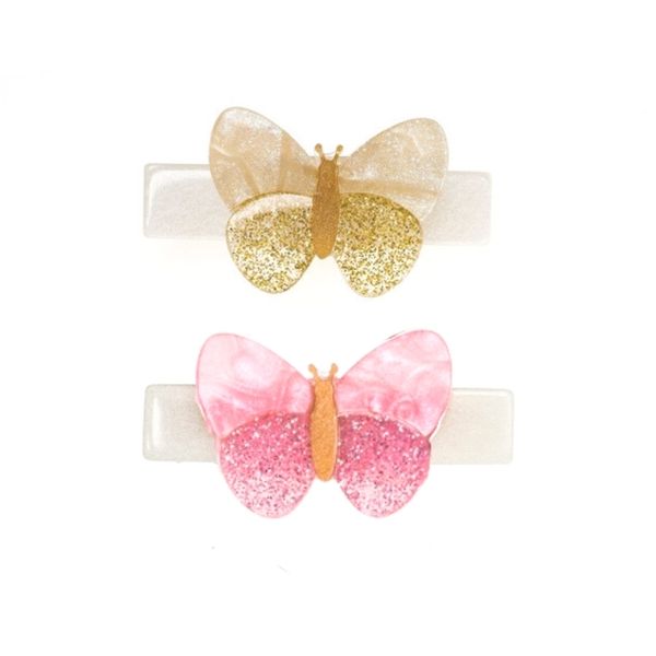 Dupla Hairclip Borboletas Dourado