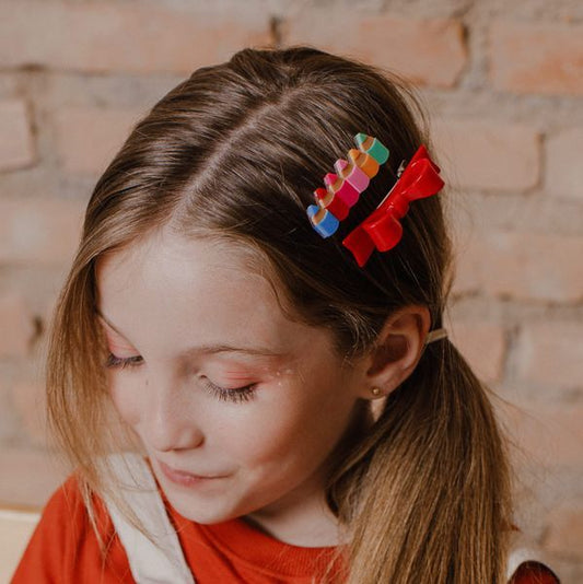 Dupla Hairclip Lápis e Laço Vermelho - Yoyo Bow Club