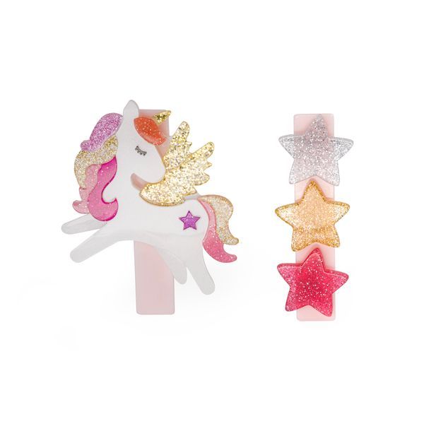 Dupla Hairclip Unicornio e Estrelas