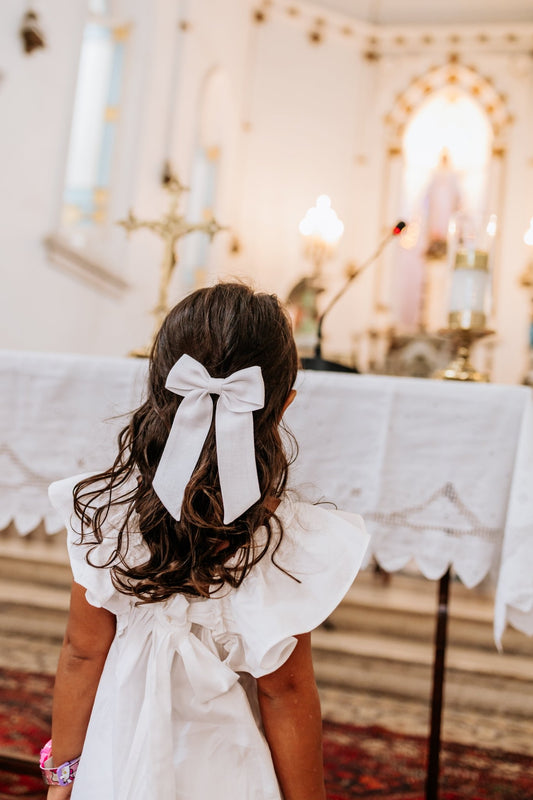 Laço Bela Linho Branco Dia | Unidade - Yoyo Bow Club