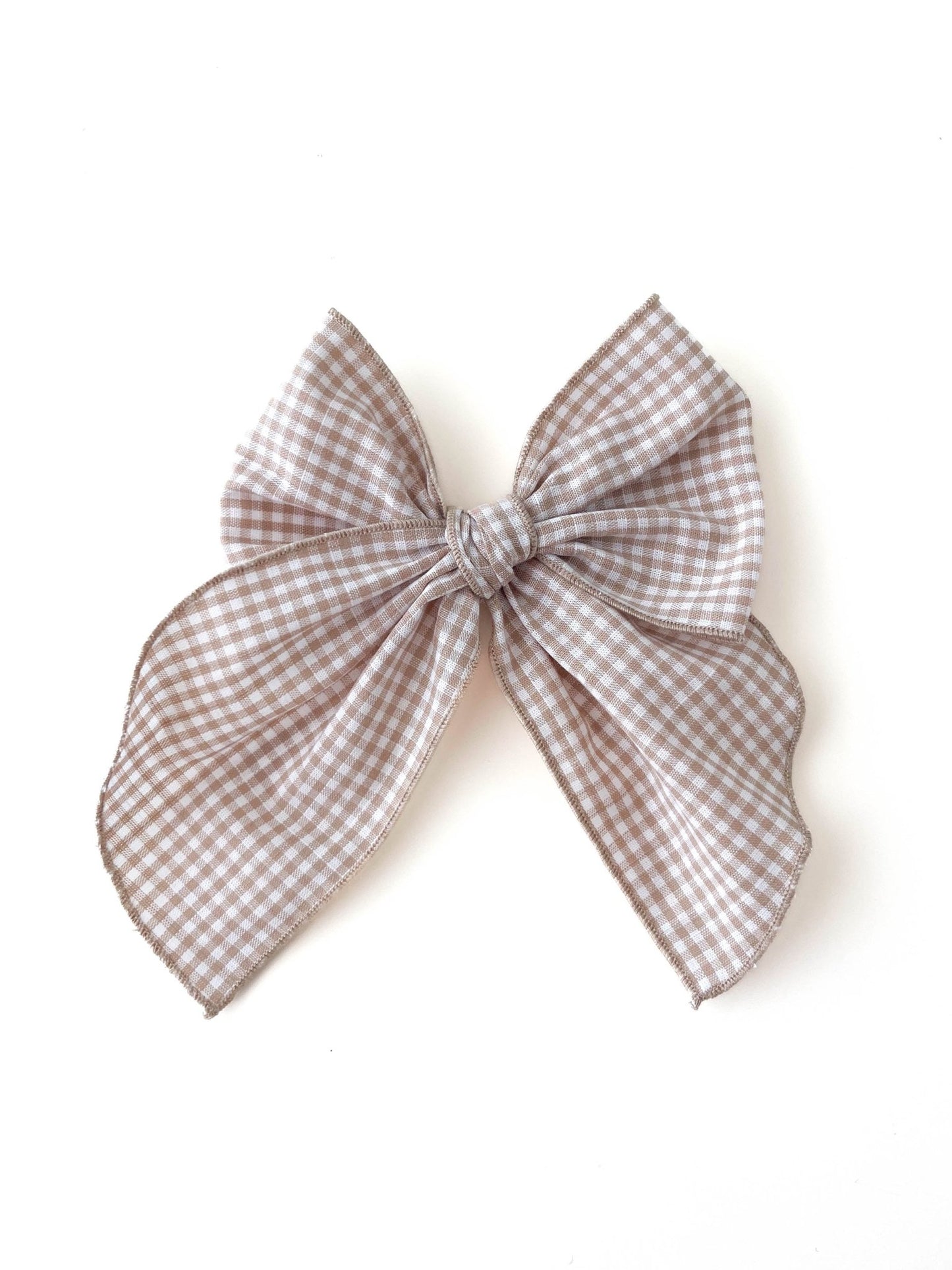 Laço Lola Vichy Bege | Unidade - Yoyo Bow Club