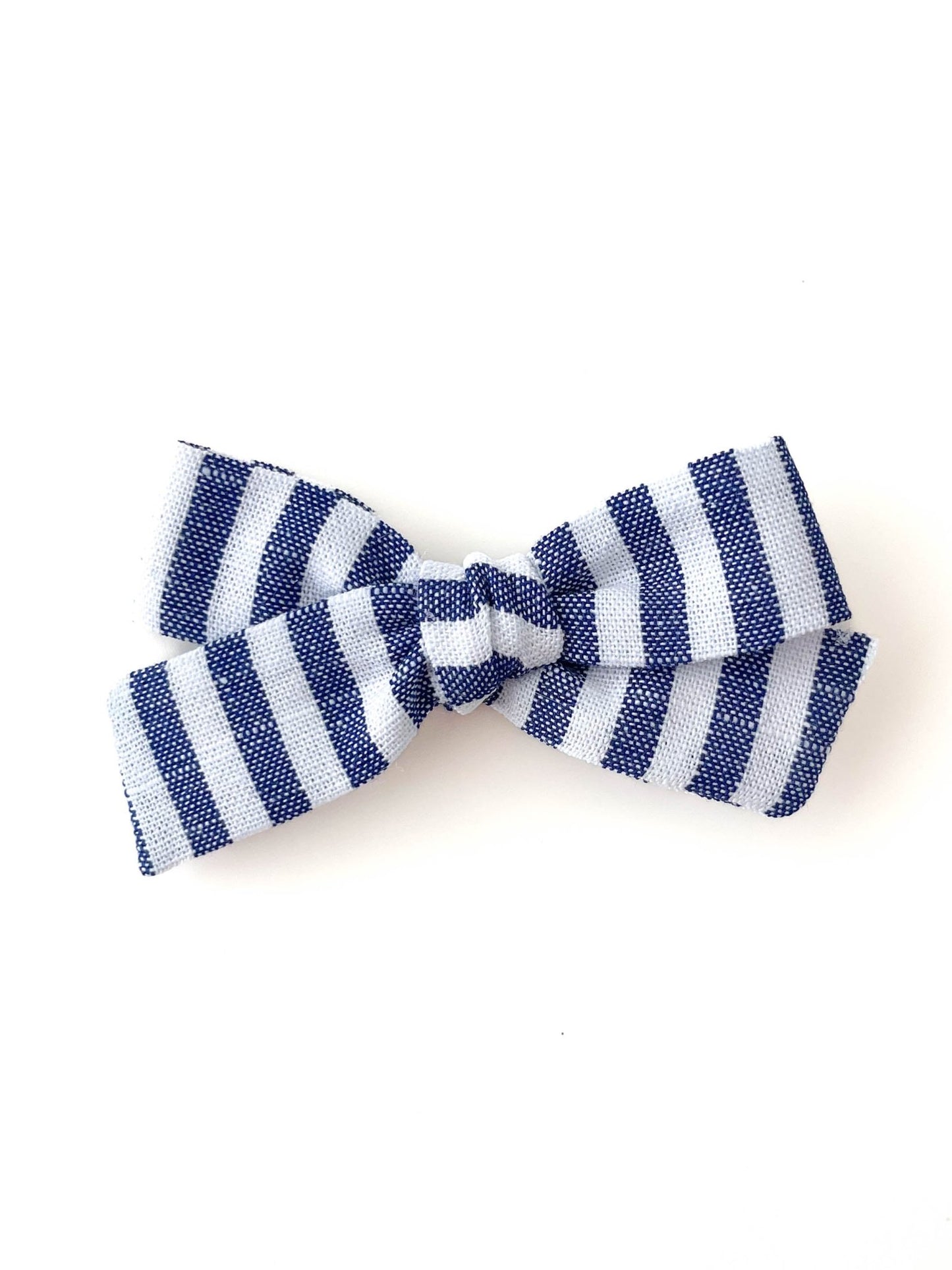 Laço Tata Linen Listrado Marinho e Branco | Unidade - Yoyo Bow Club