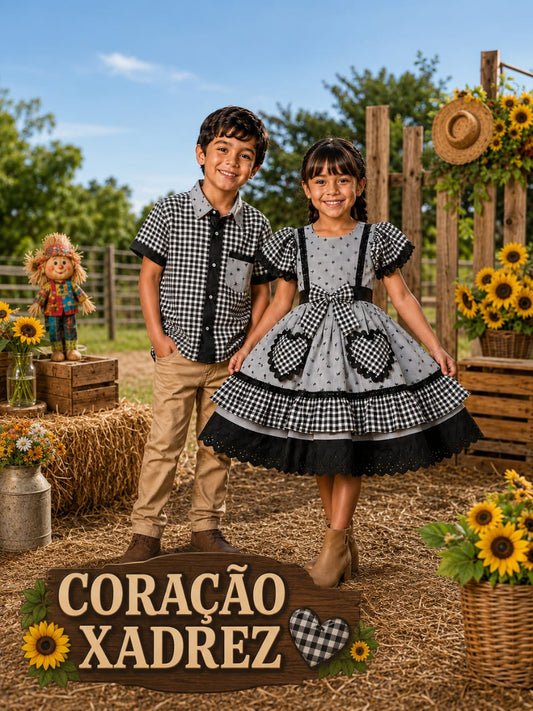 Camisa Coração Xadrez