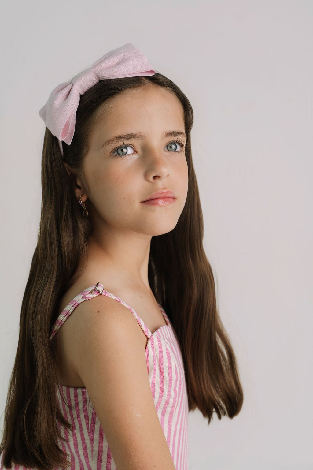 Arco Laço Linho Rosa Iogurte - Yoyo Bow Club