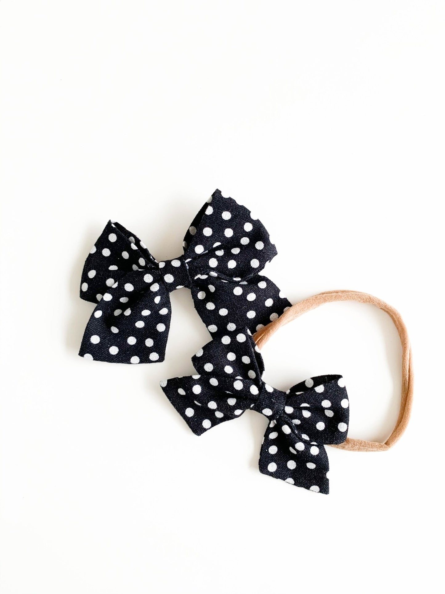 Laço Nina Linho Pois Preto e Branco | Unidade - Yoyo Bow Club