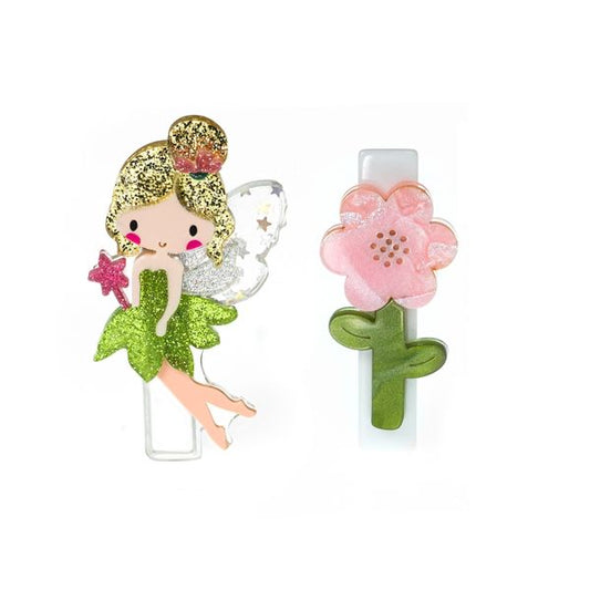 Dupla Hairclip Fada e Flor
