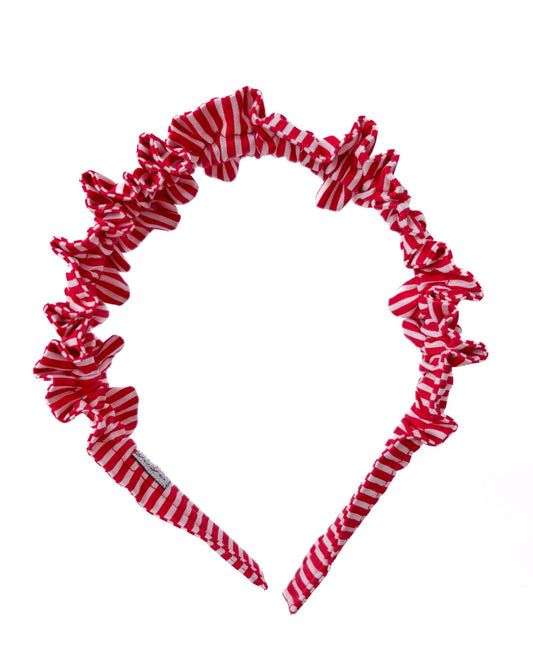 Arco Babadinho Listradinho Vermelho e Branco - Yoyo Bow Club