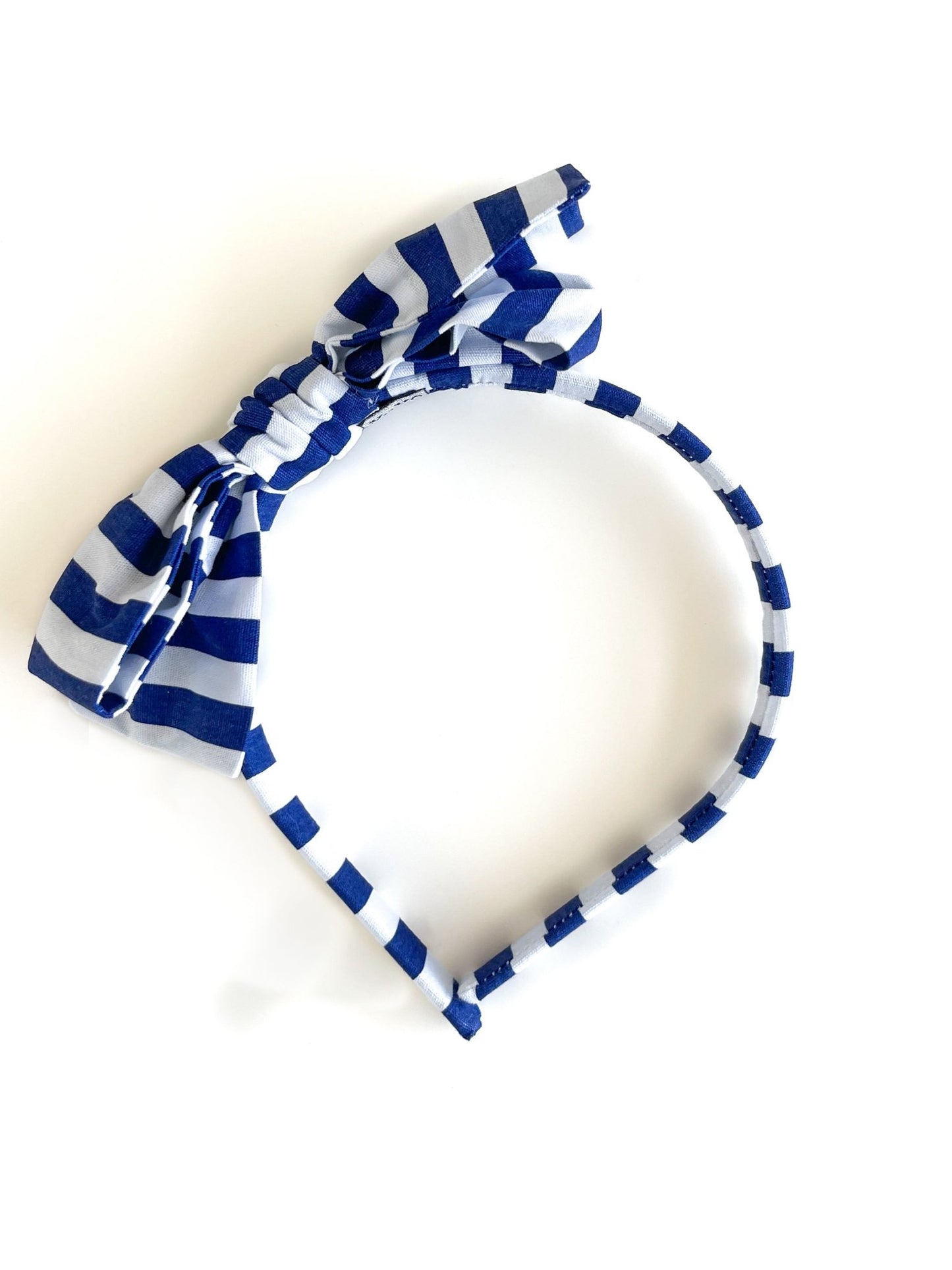 Arco Laço Listras Marinho e Branco - Yoyo Bow Club