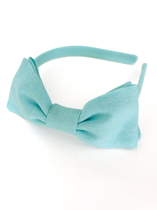 Arco Laço Linho Azul Mint