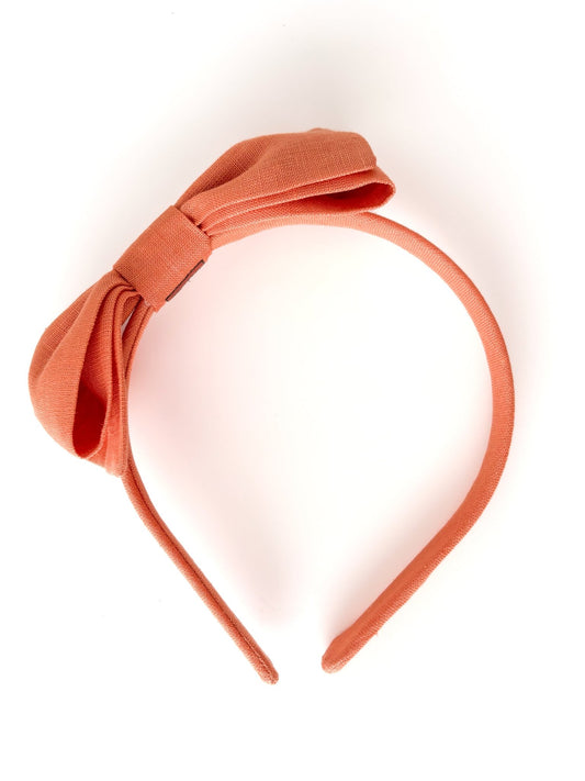 Arco laço Linho Laranja Tostadinho - Yoyo Bow Club