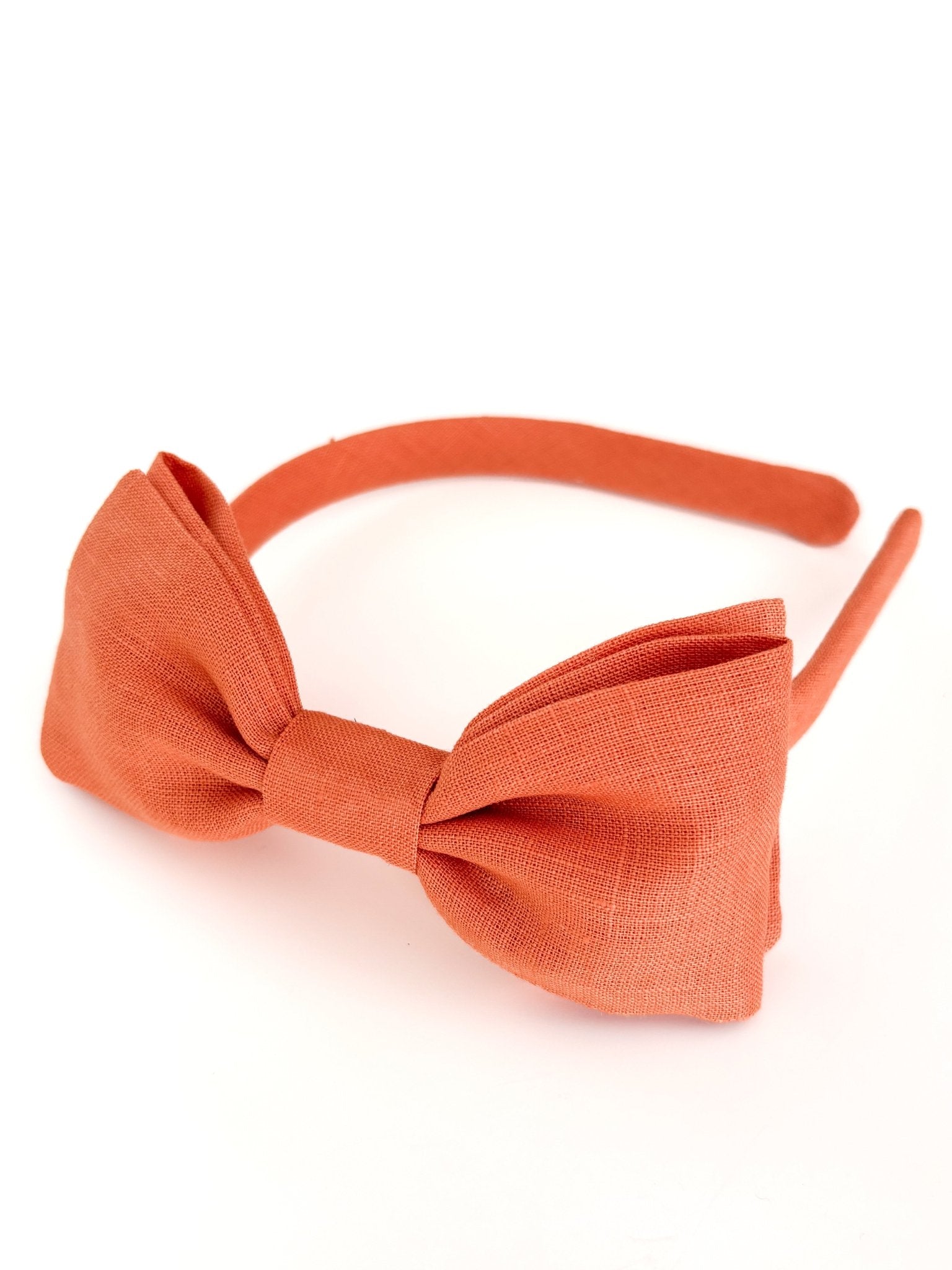 Arco laço Linho Laranja Tostadinho - Yoyo Bow Club