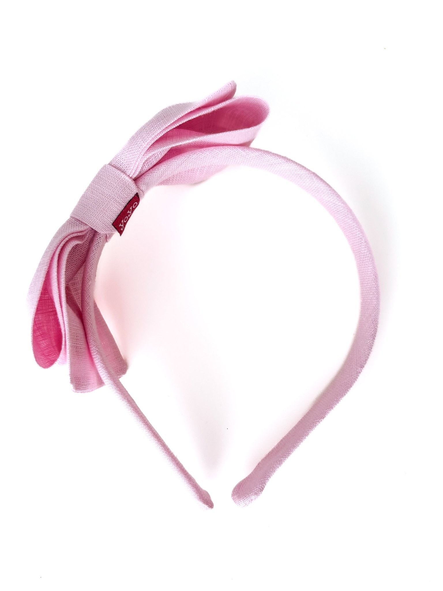 Arco Laço Linho Rosa Iogurte - Yoyo Bow Club