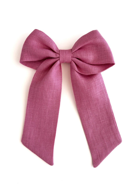 Laço Bela Linho Rosa Chic - Yoyo Bow Club