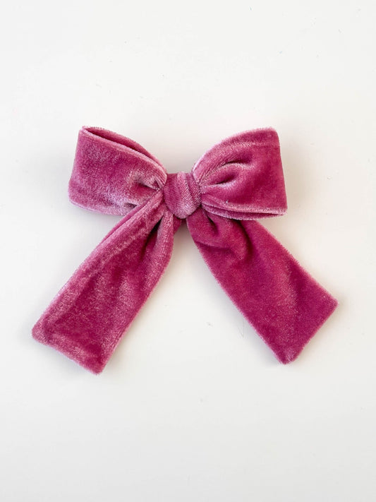 Laço Bia Veludo Rosa Carmim | Unidade - Yoyo Bow Club