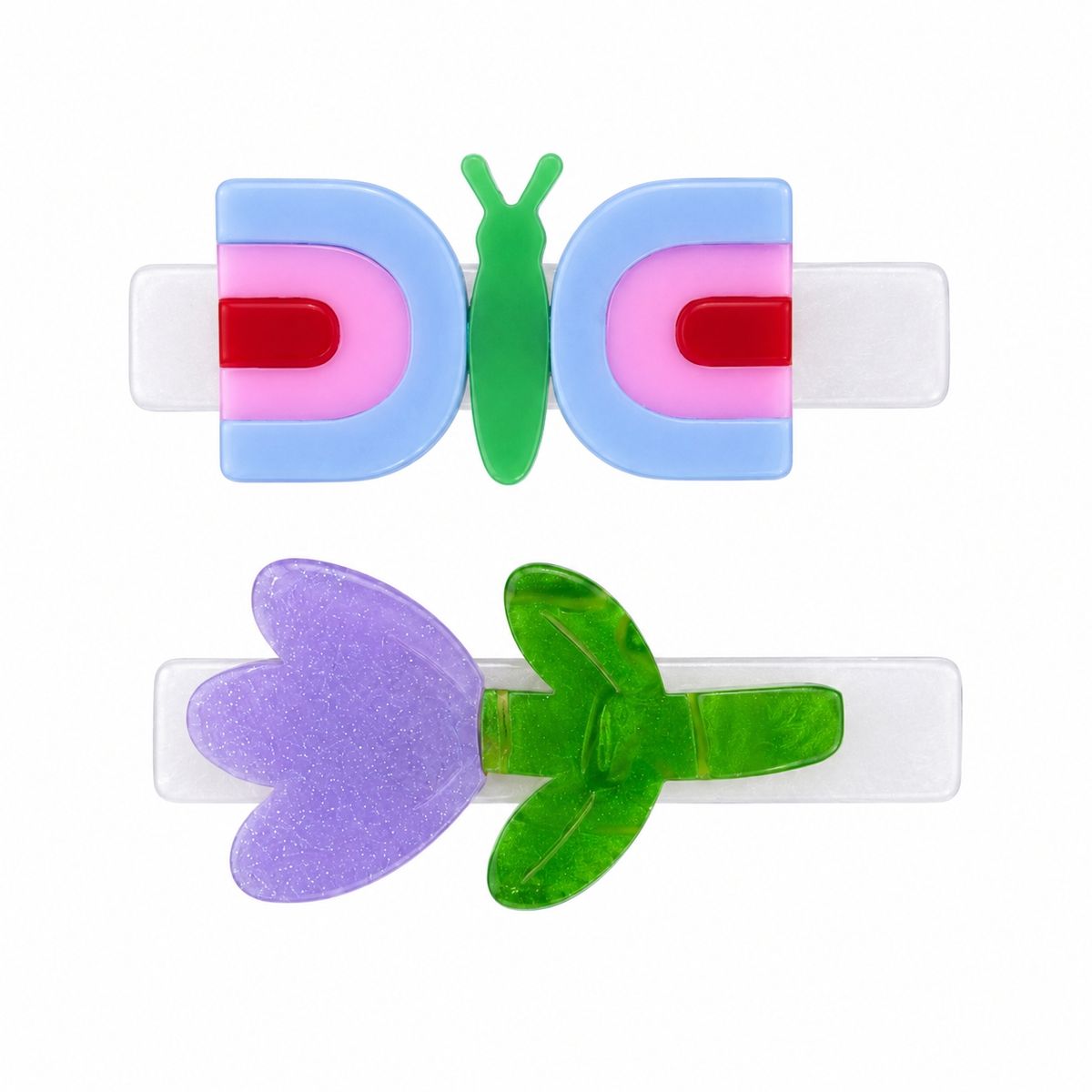 Dupla Hairclip Tulipa e Borboleta