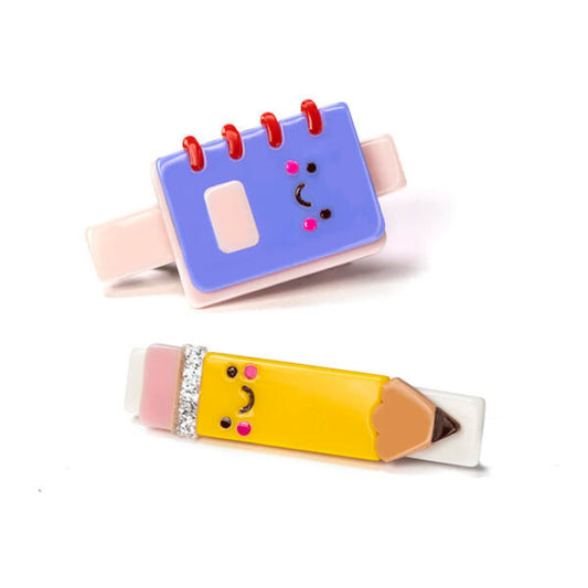 Dupla Hairclip Caderno e Lápis - Yoyo Bow Club