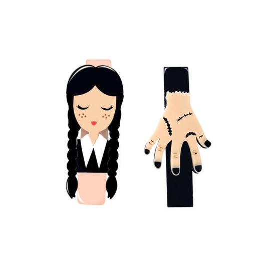 Dupla Hairclip Wandinha - Yoyo Bow Club