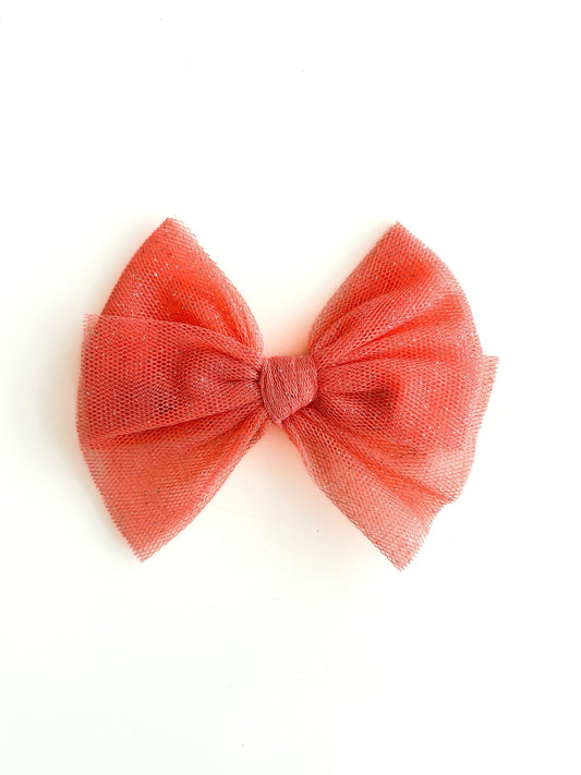 Laço Festa Tule Pessego | Unidade - Yoyo Bow Club