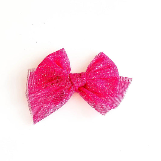 Laço Festa Tule Rosa Barbie | Unidade - Yoyo Bow Club