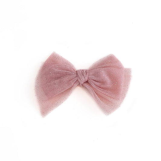 Laço Festa Tule Rosa Chá | Unidade - Yoyo Bow Club