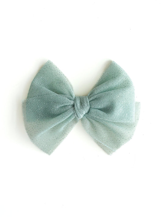 Laço Festa Tule Verde Menta | Unidade - Yoyo Bow Club