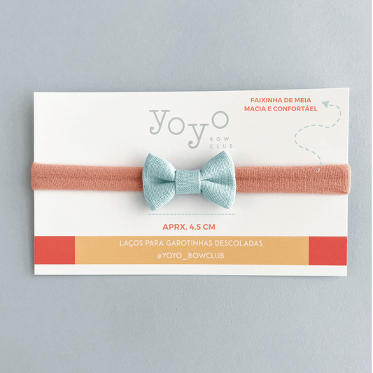 Laço Lala Linho Rn - Azul Fresh - Yoyo Bow Club