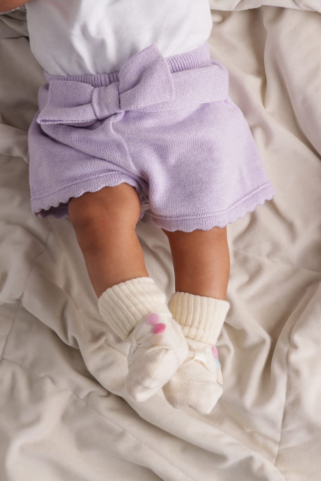 Meia POMPOM Bege - Yoyo Bow Club