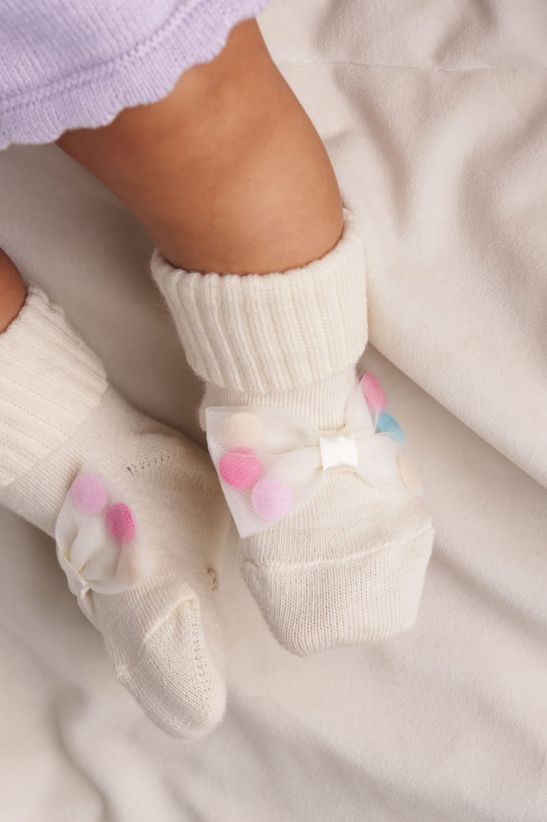 Meia POMPOM Bege - Yoyo Bow Club