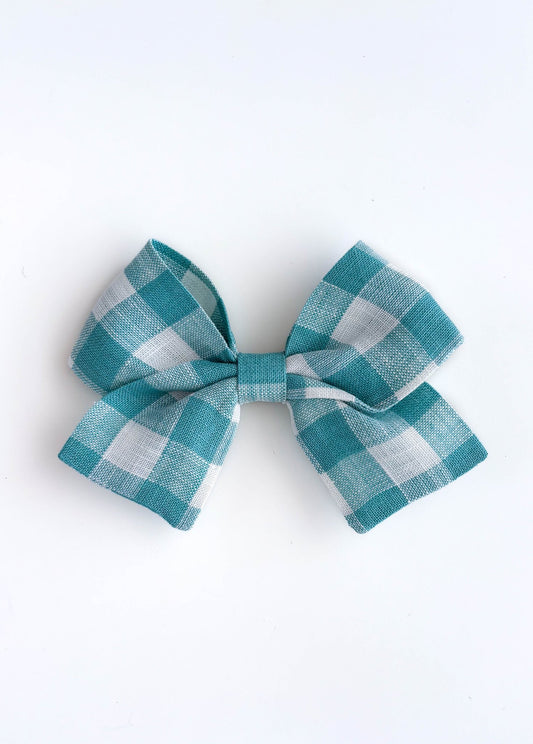 Laço Nina Linho Vichy Verde | Unidade - Yoyo Bow Club