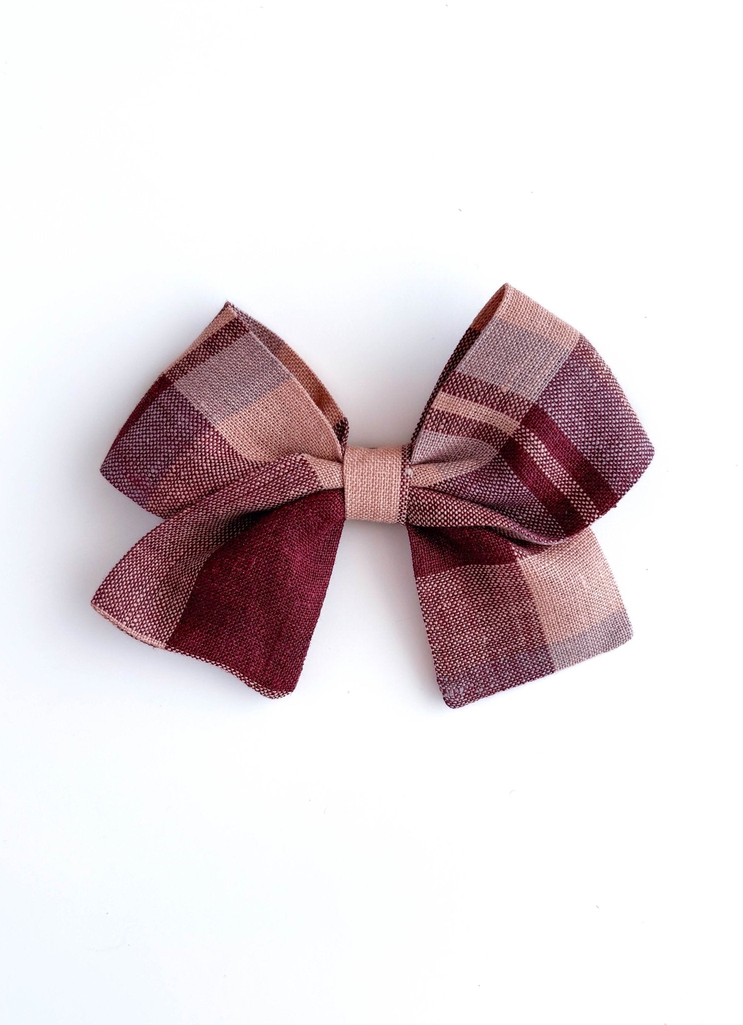 Laço Nina Linho Xadrez Vinho | Unidade - Yoyo Bow Club