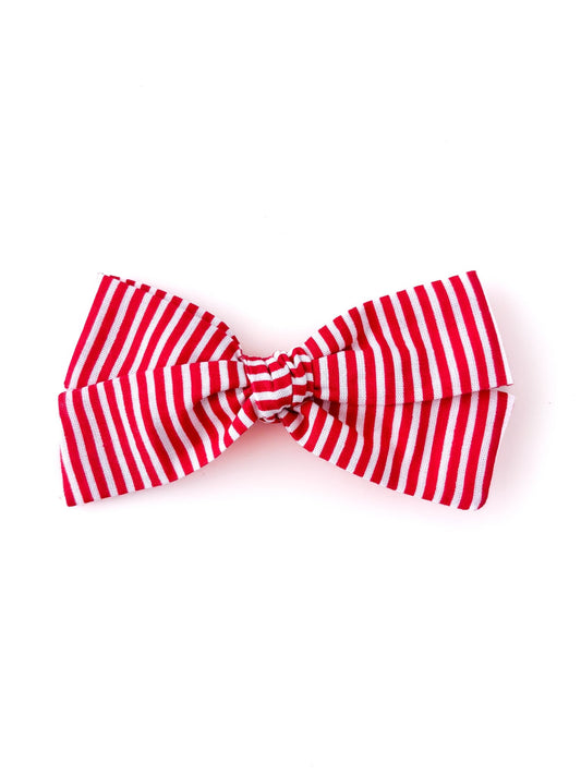 Laço Tata Listradinho Vermelho e Branco - Yoyo Bow Club