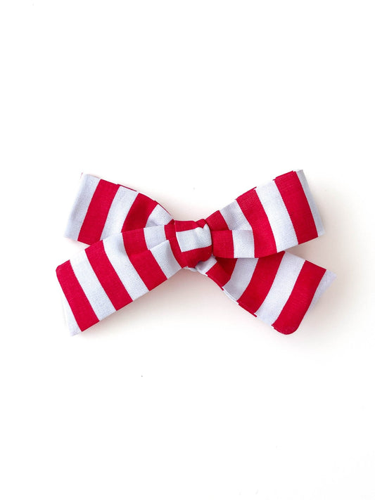 Laço Tata Listrado Vermelho e Branco | Unidade - Yoyo Bow Club