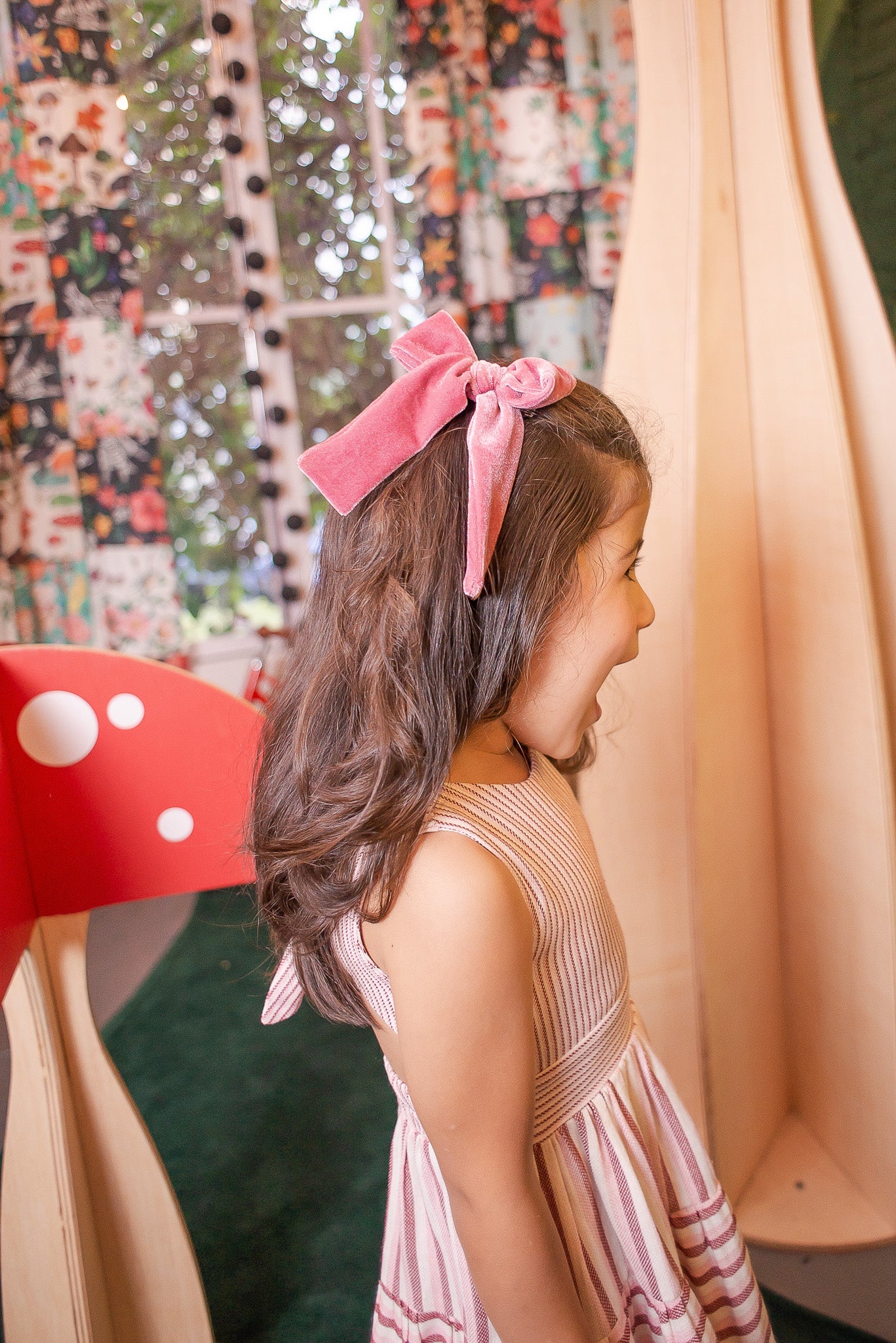 Laço Bia Veludo Rosa Carmim | Unidade - Yoyo Bow Club