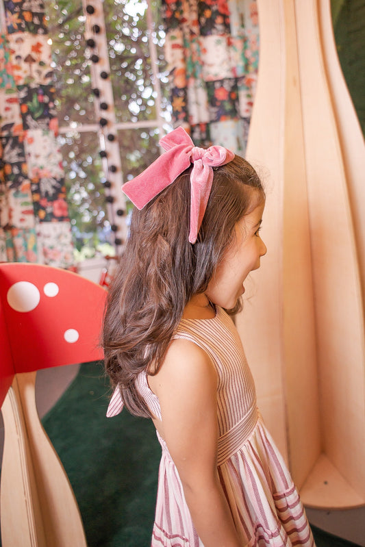 Laço Bia Veludo Rosa Carmim | Unidade - Yoyo Bow Club