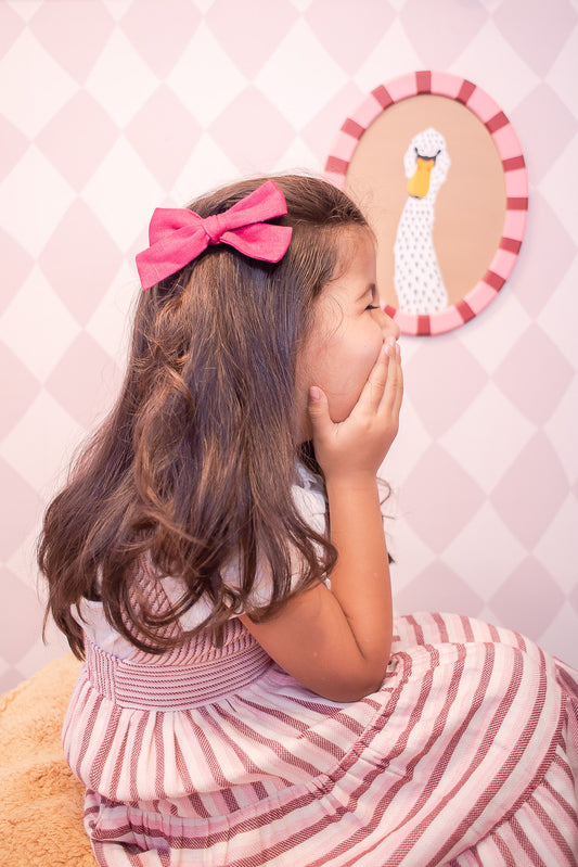 Laço Tata Linho Framboesa | Unidade - Yoyo Bow Club