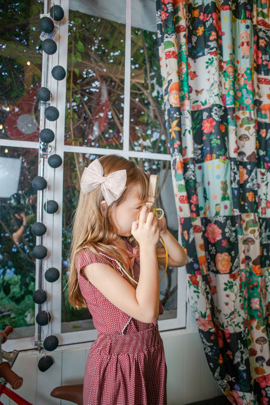 Laço Festa Tule Nude | Unidade - Yoyo Bow Club