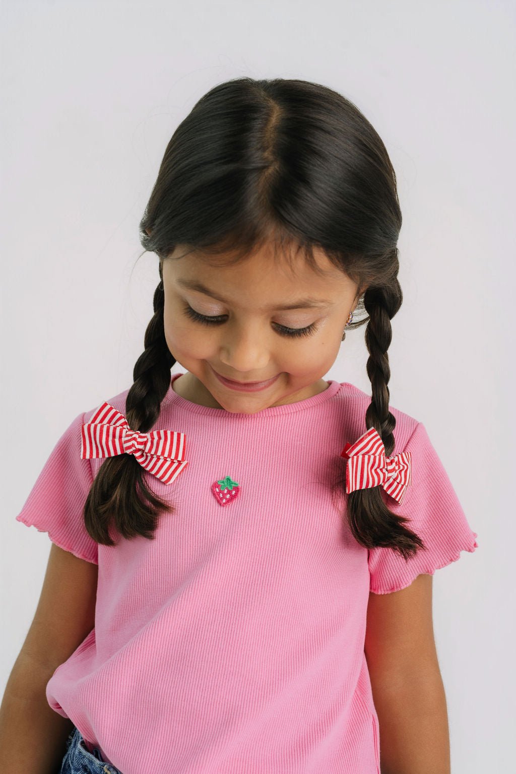 Laço Tata Listradinho Vermelho e Branco - Yoyo Bow Club