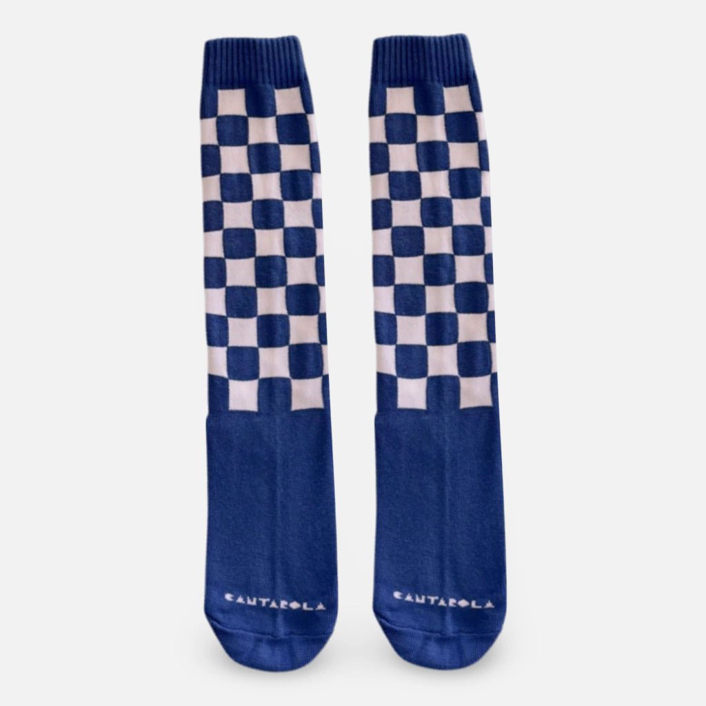 Meia Quadriculada Azul - Yoyo Bow Club