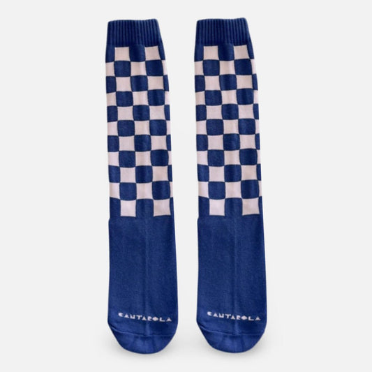 Meia Quadriculada Azul - Yoyo Bow Club