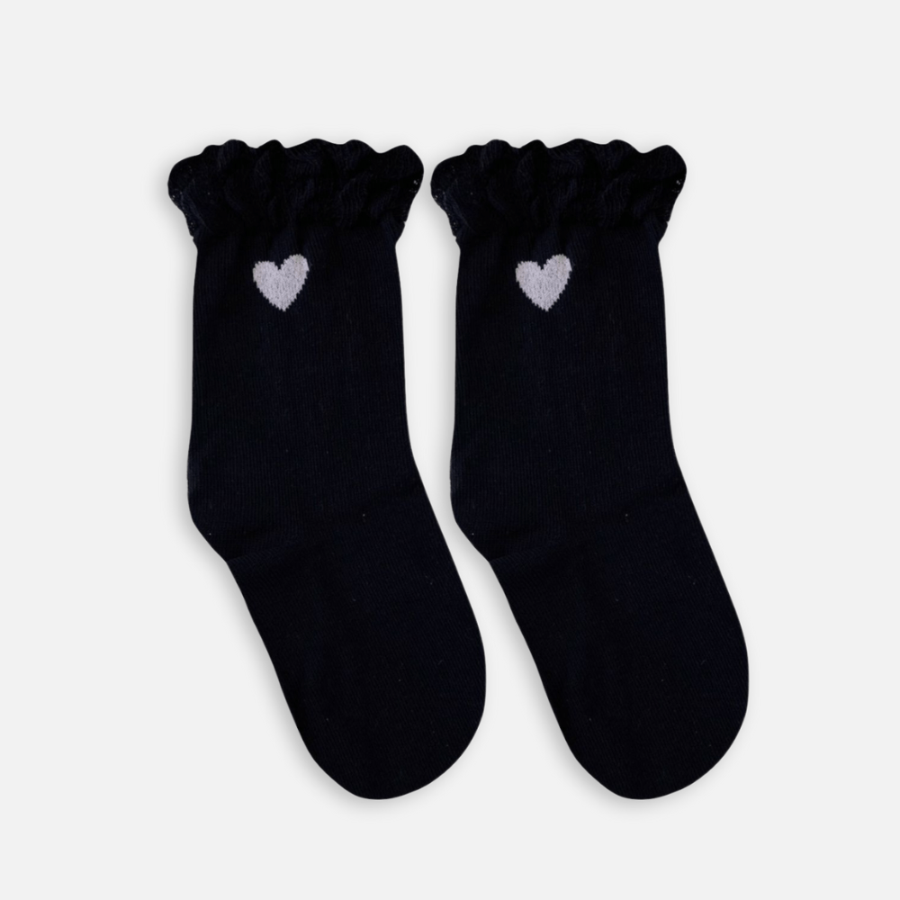 Meia Soquete Babadinho FruFru Preta - Yoyo Bow Club