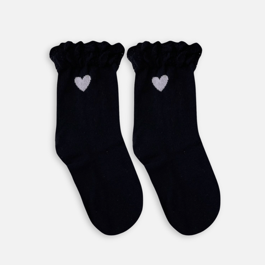 Meia Soquete Babadinho FruFru Preta - Yoyo Bow Club